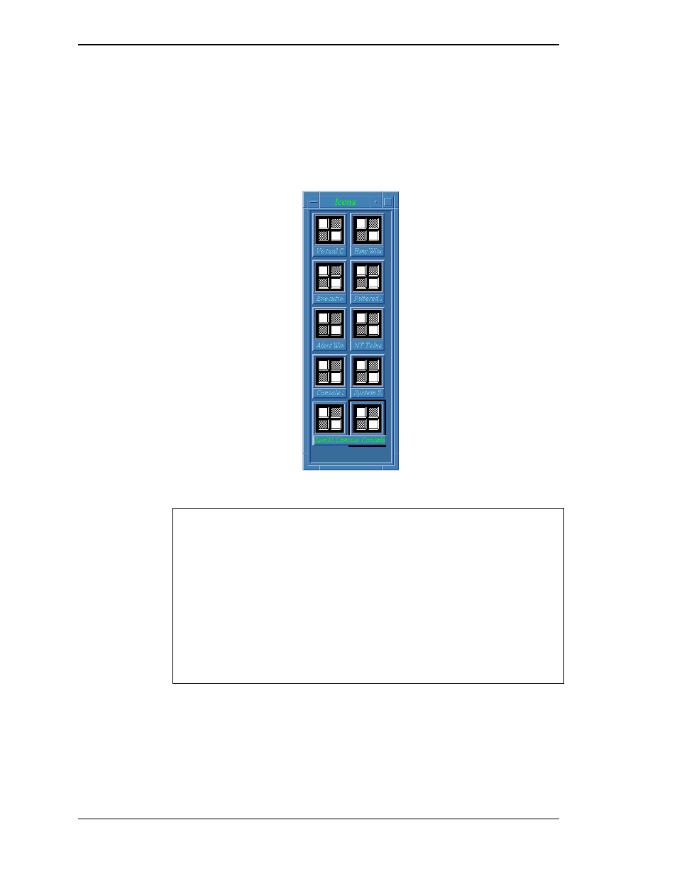 Icons window, Figure 1. icons window | Visara Master Console Center Operations Guide User Manual | Page 12 / 80