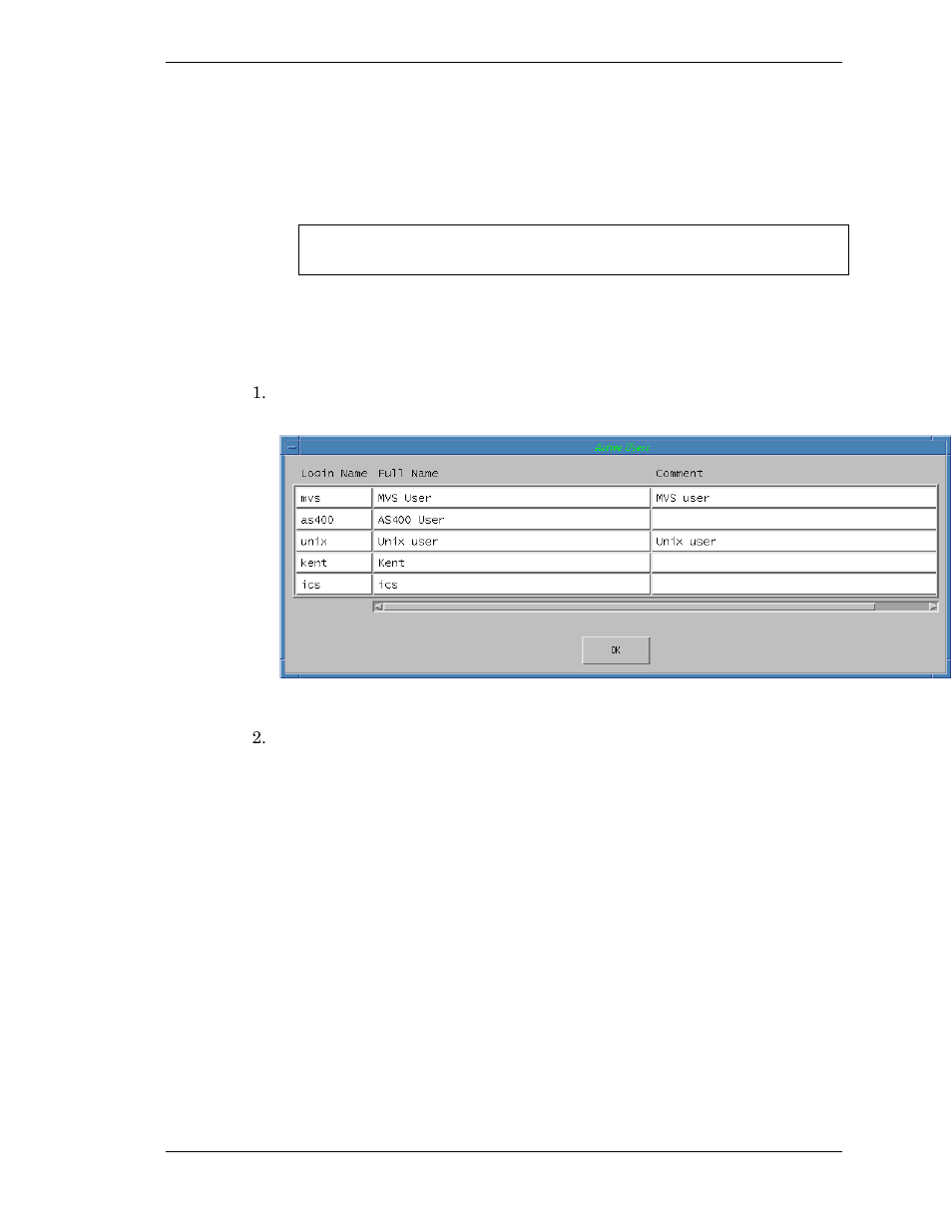 Viewing active users, Figure 4. active users window, Tive users. (see viewing active users on pag | Visara Master Console Center Operations Guide User Manual | Page 15 / 80