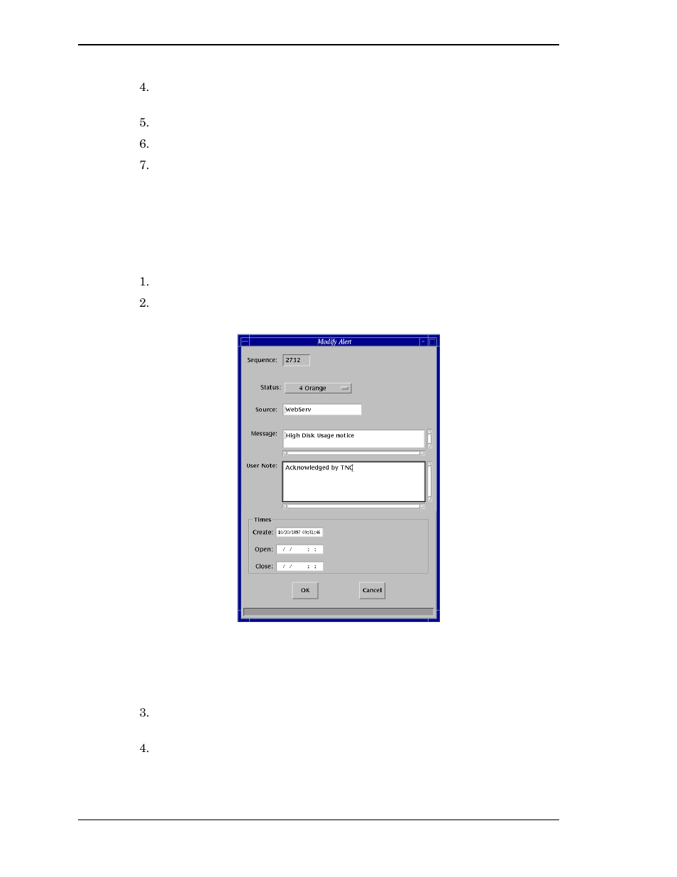 Modifying alerts, Figure 8. modify alert window | Visara Master Console Center Operations Guide User Manual | Page 22 / 80