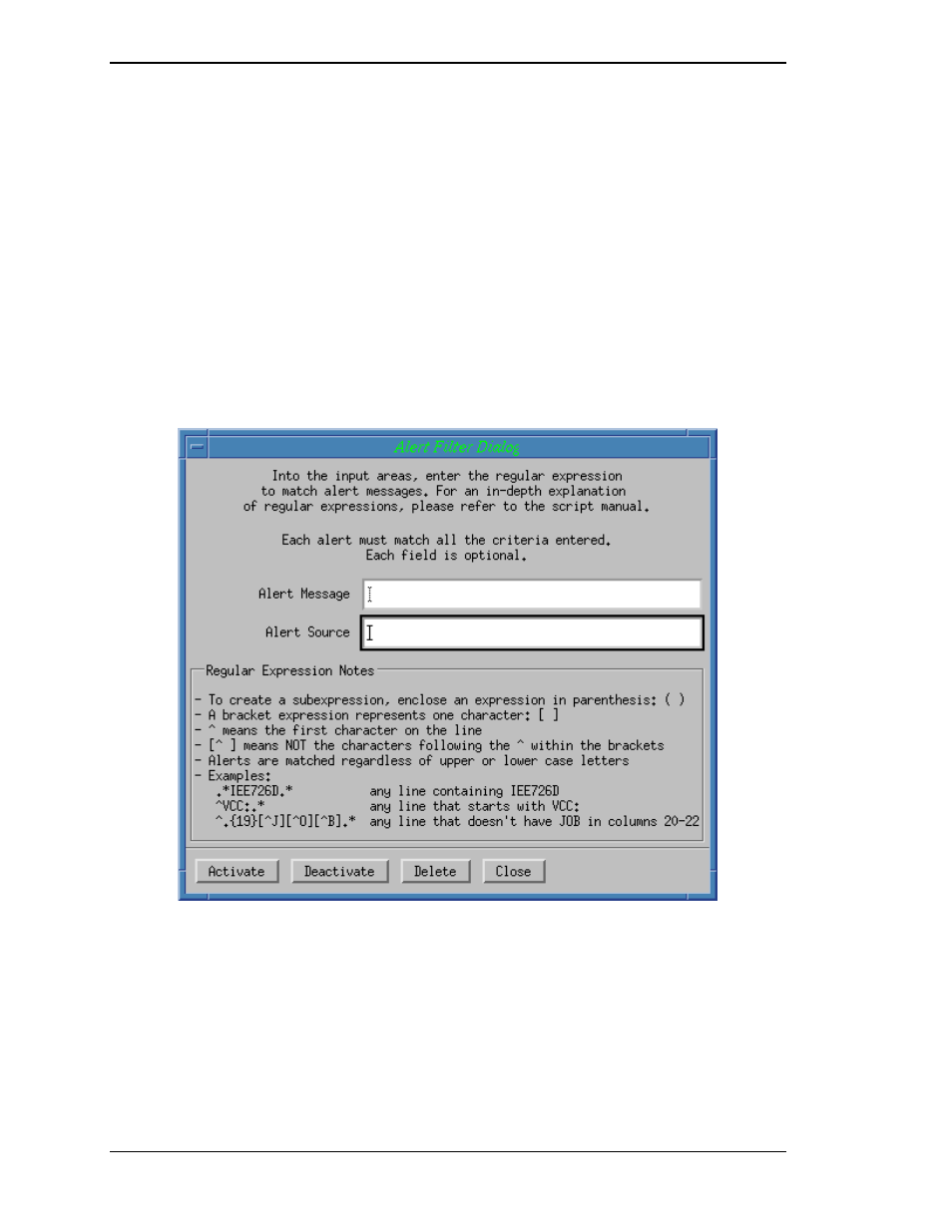 Changing alert state, Filtering alerts, Changing alert state filtering alerts | Figure 9. alert filter dialog window | Visara Master Console Center Operations Guide User Manual | Page 24 / 80