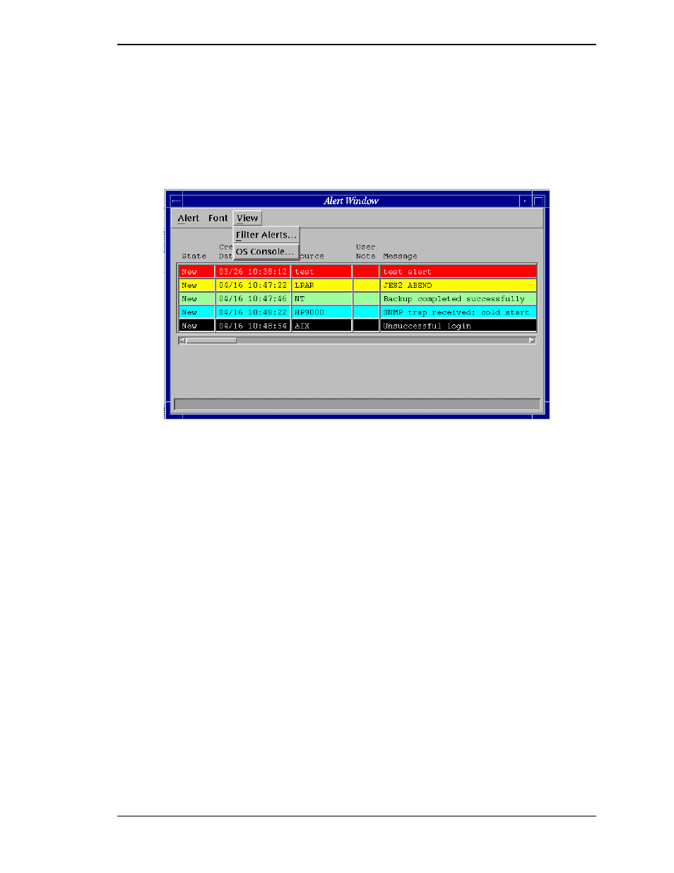 Opening an alert source’s os console, Figure 10. alert os console window | Visara Master Console Center Operations Guide User Manual | Page 25 / 80