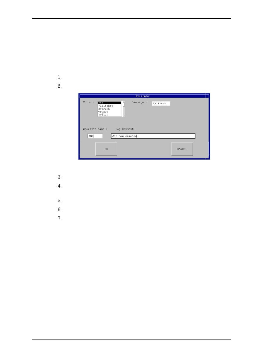 Changing an icon status, Figure 17. icon control window | Visara Master Console Center Operations Guide User Manual | Page 46 / 80