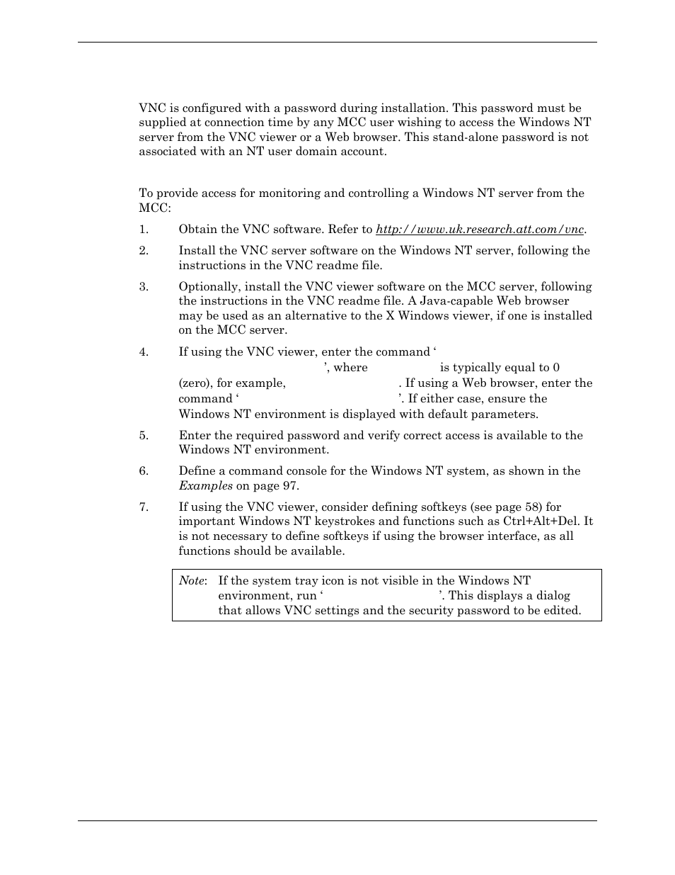 Security, Installing the vnc software | Visara Master Console Center Administration Guide User Manual | Page 100 / 233