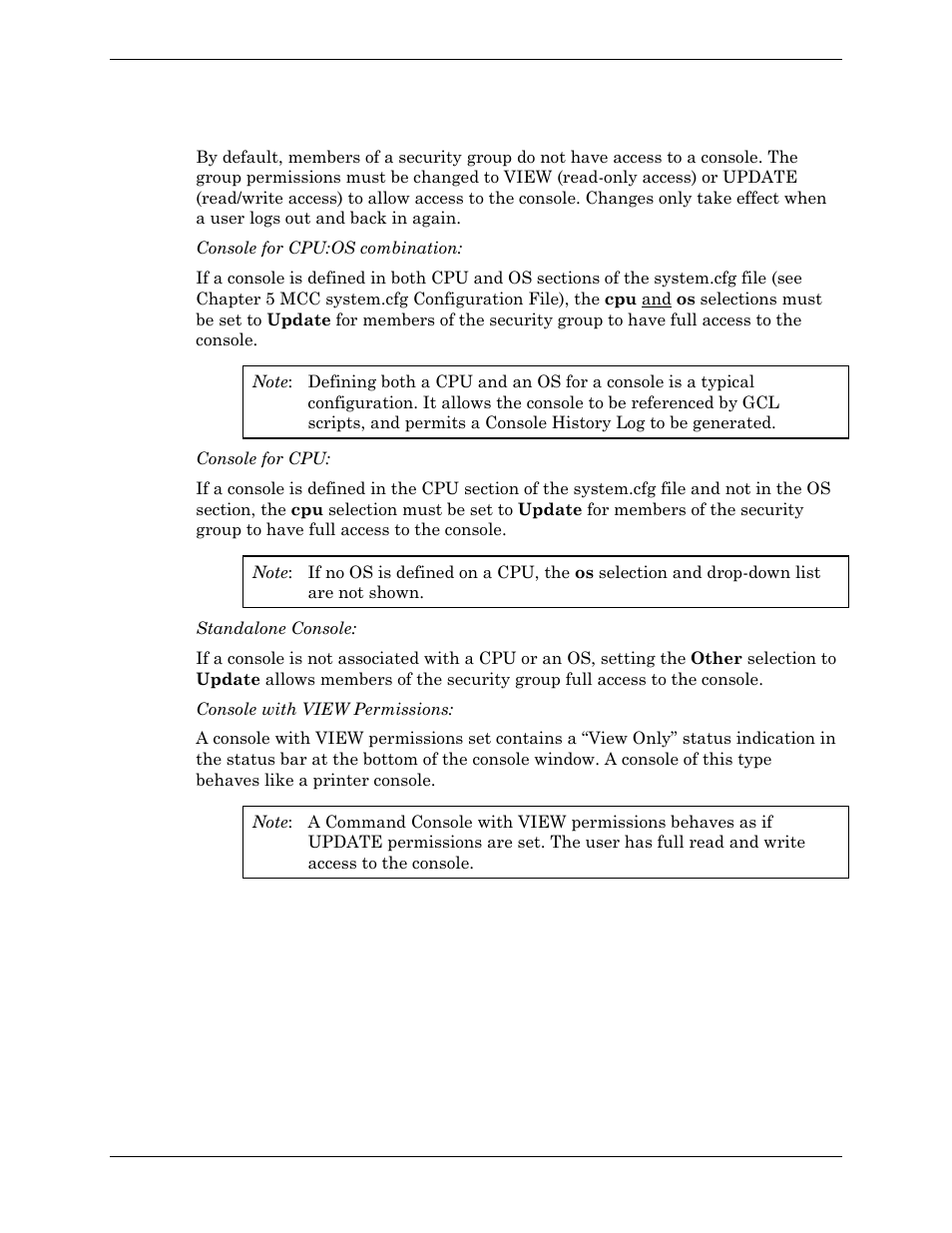 Setting security for consoles | Visara Master Console Center Administration Guide User Manual | Page 125 / 233