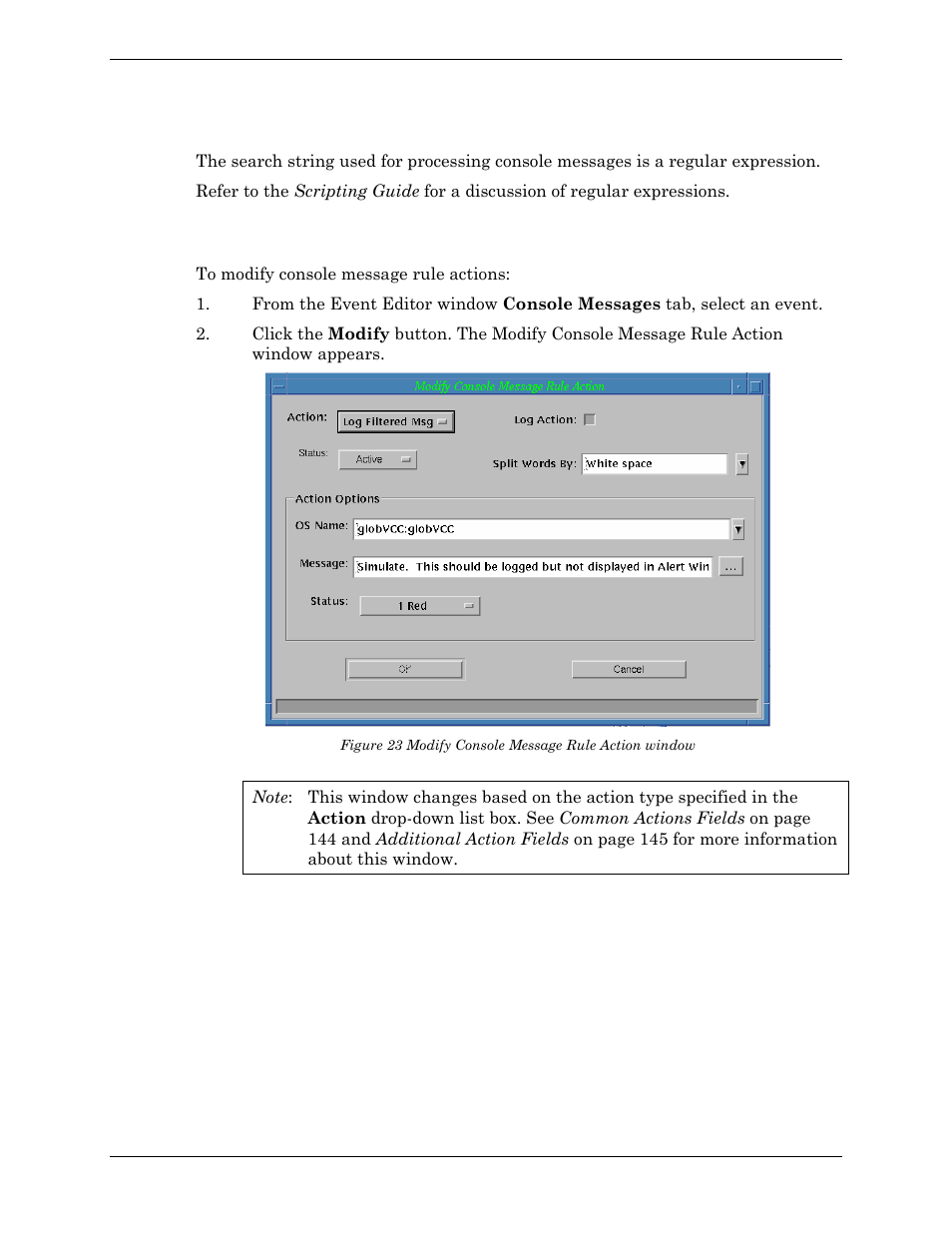Regular expressions, Modifying console message rule actions | Visara Master Console Center Administration Guide User Manual | Page 149 / 233