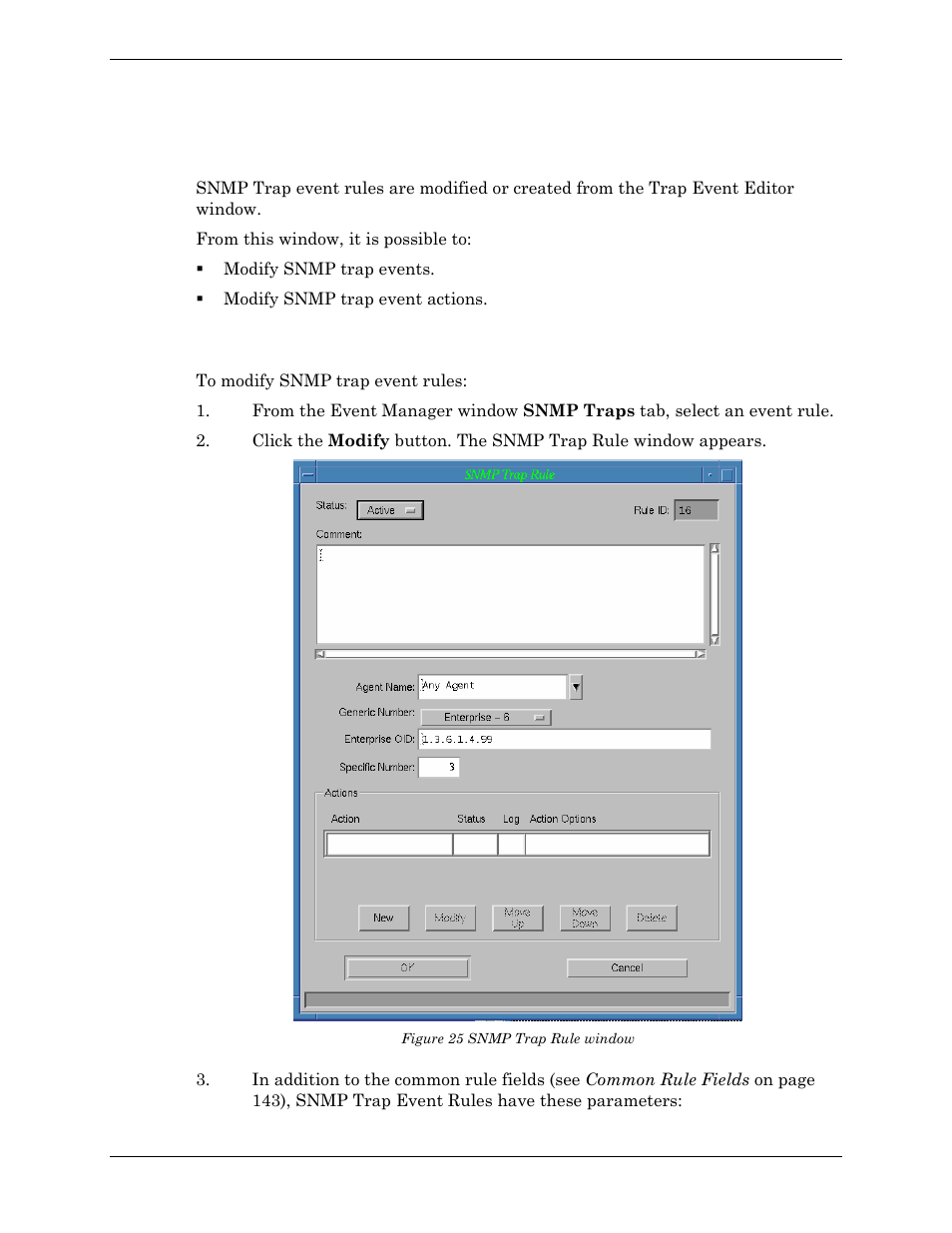 Snmp trap event rules, Modifying snmp trap event rules, Figure 25 snmp trap rule window | Visara Master Console Center Administration Guide User Manual | Page 152 / 233