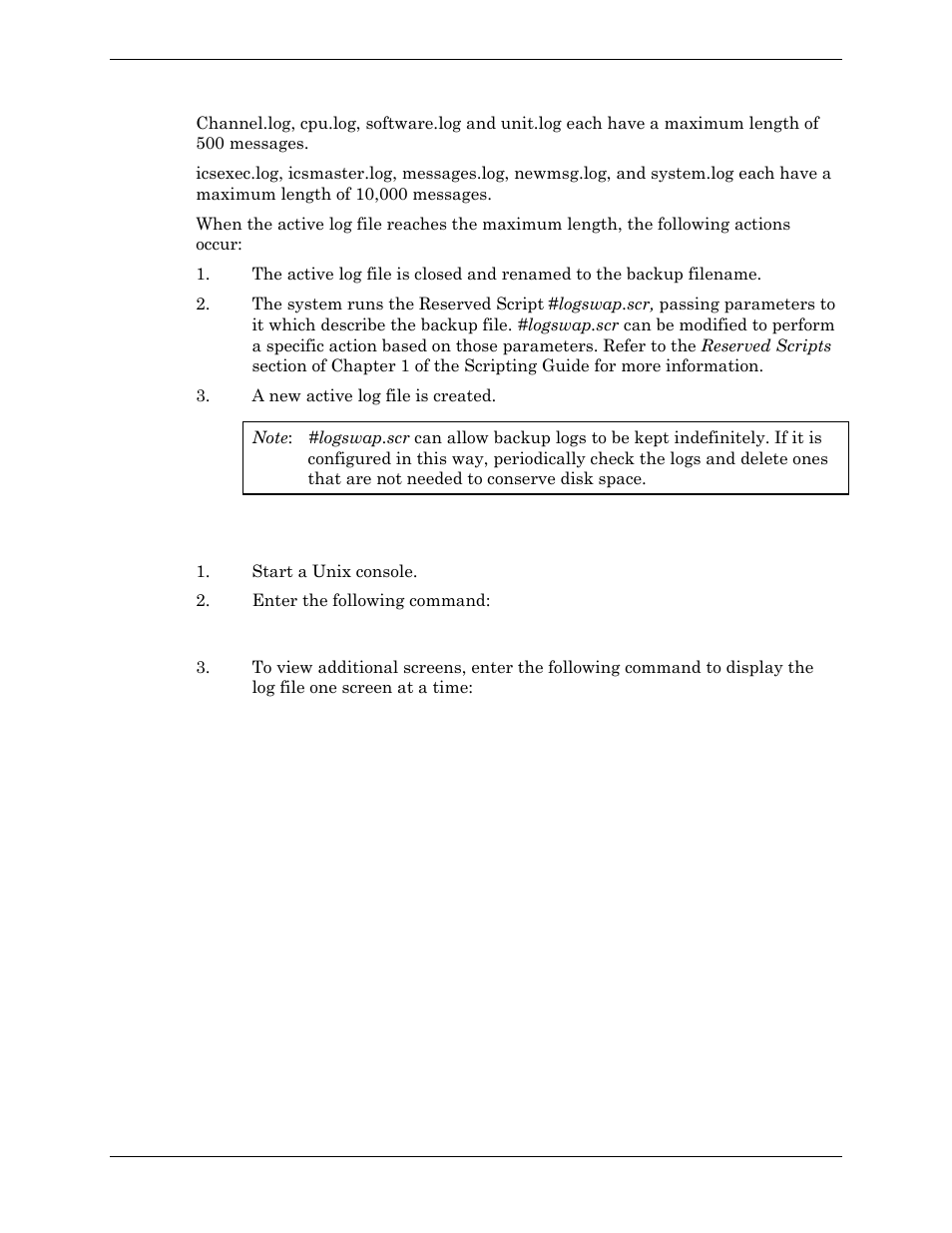 Viewing logs from the unix command line | Visara Master Console Center Administration Guide User Manual | Page 167 / 233