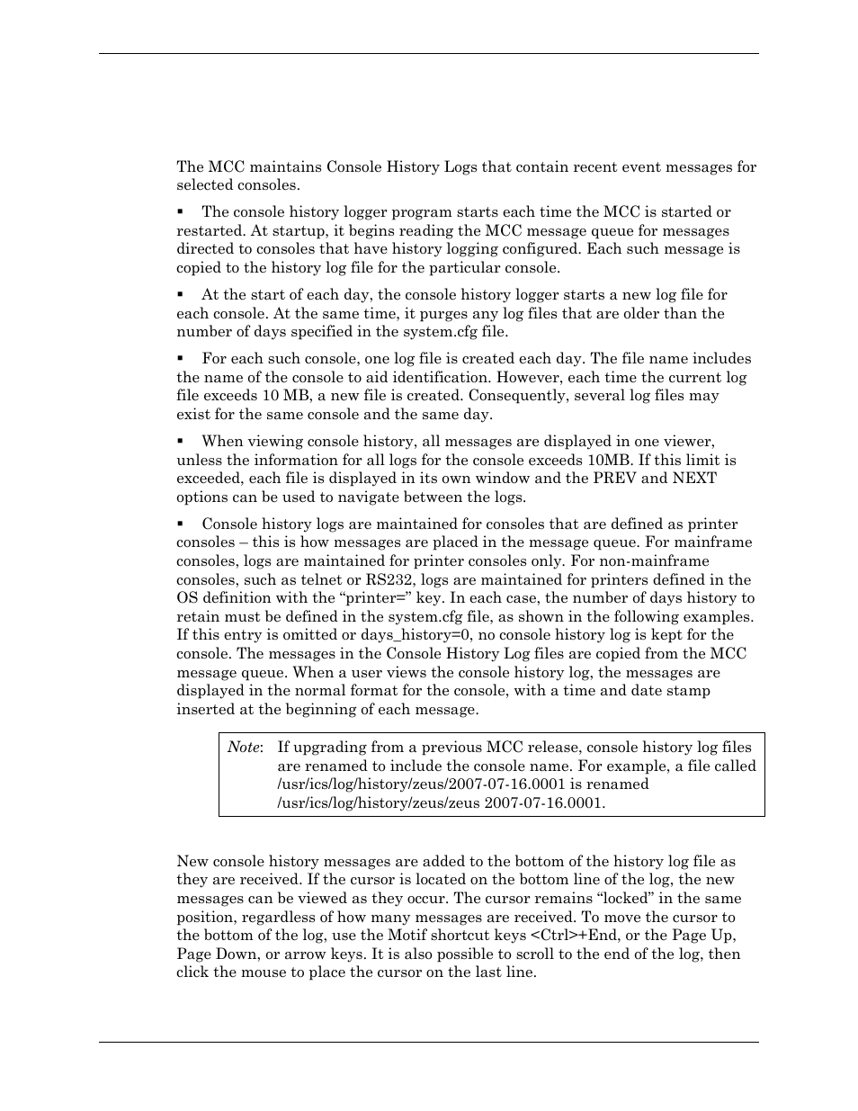 Console history log, Viewing new console history messages as received | Visara Master Console Center Administration Guide User Manual | Page 172 / 233