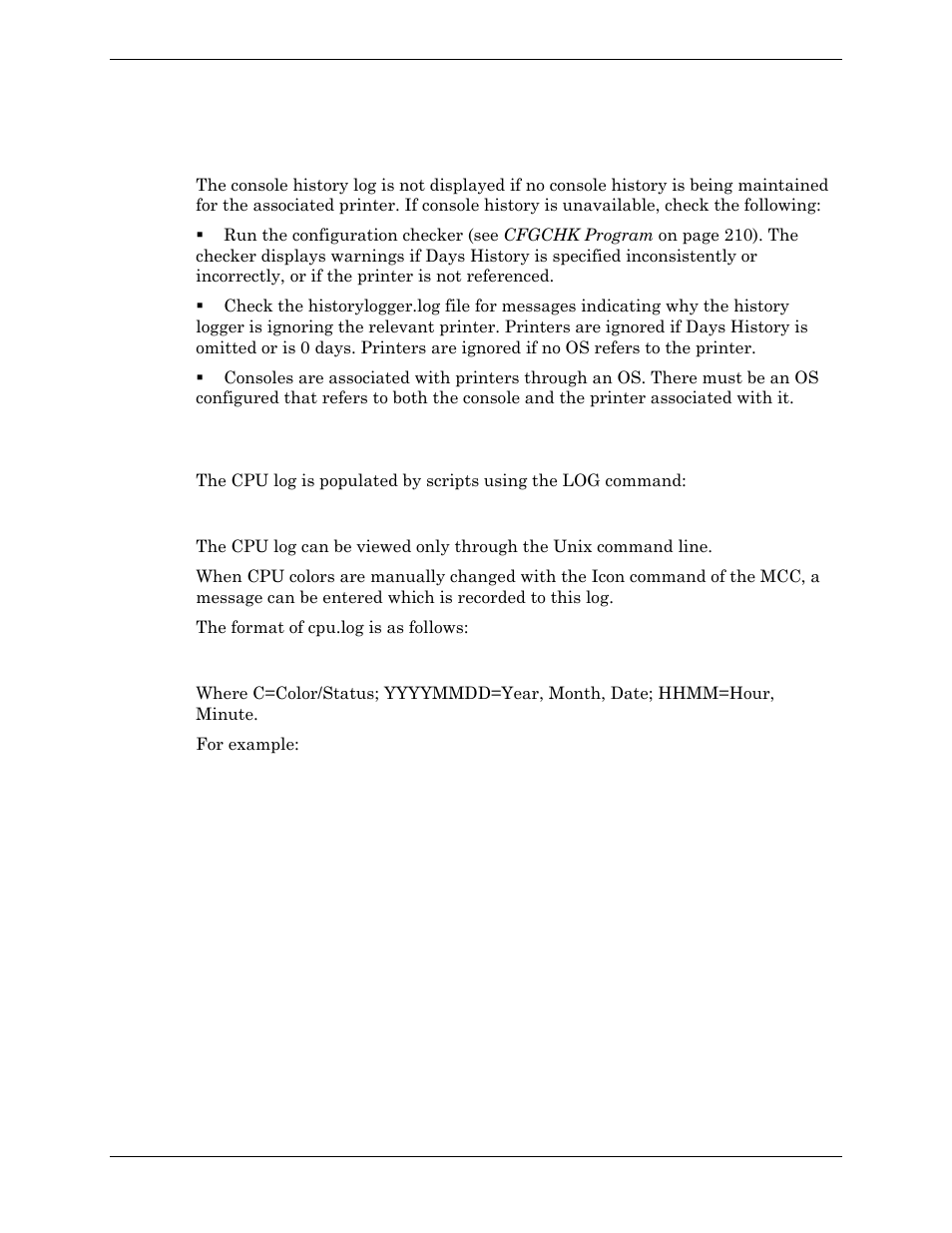 Cpu.log: cpu log | Visara Master Console Center Administration Guide User Manual | Page 175 / 233