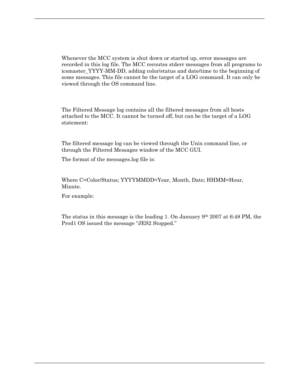 Messages.log: filtered message log | Visara Master Console Center Administration Guide User Manual | Page 180 / 233