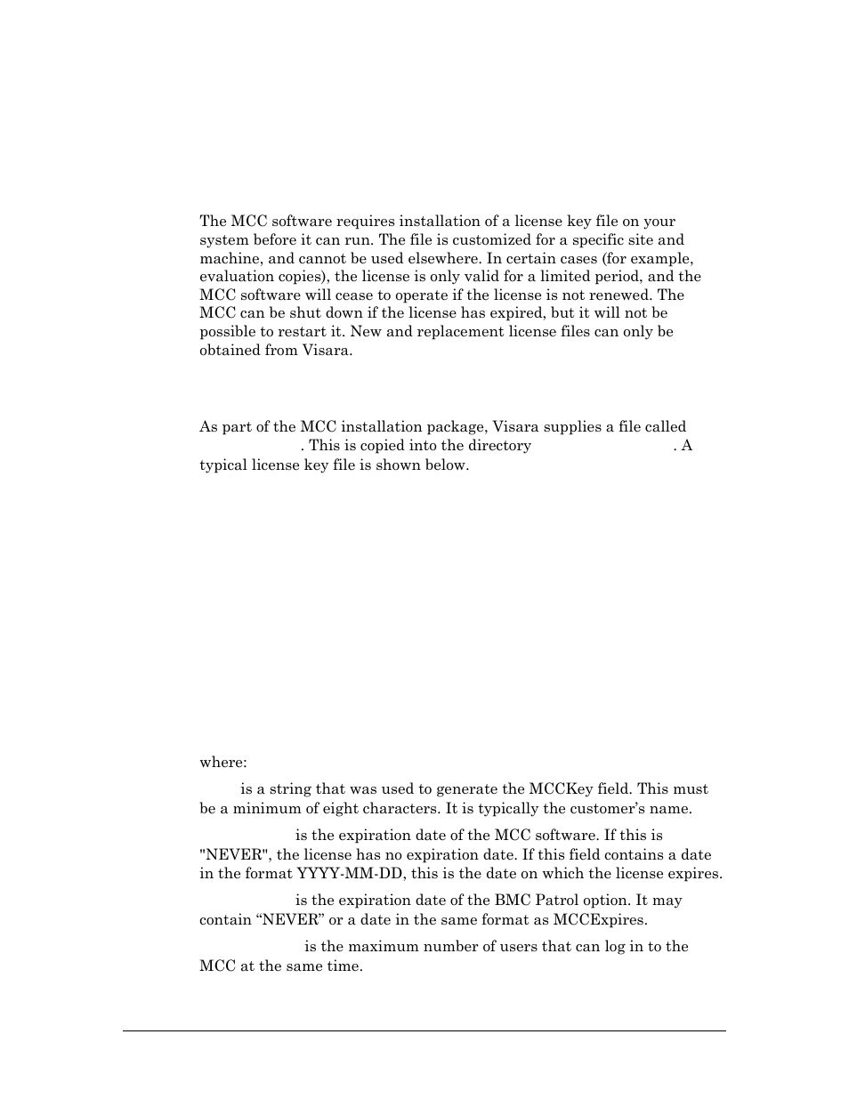 Chapter 2 administering the license key, Understanding the license key file, Chapter 2 administering the license key descr | Visara Master Console Center Administration Guide User Manual | Page 21 / 233