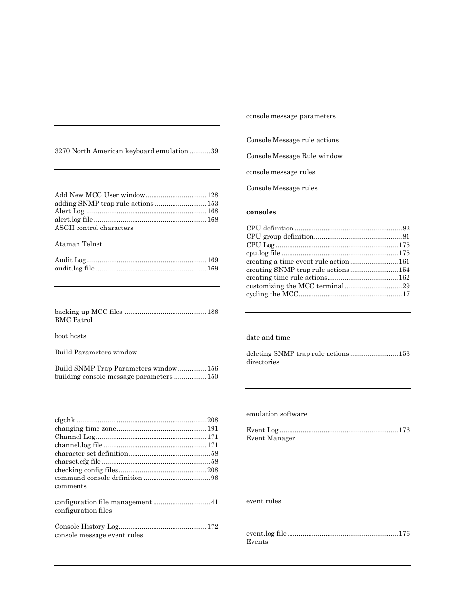 Index | Visara Master Console Center Administration Guide User Manual | Page 227 / 233