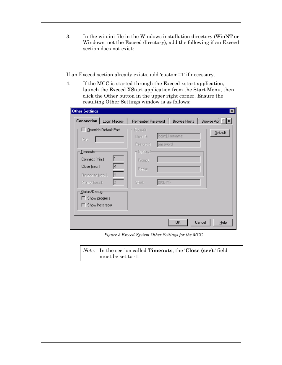 Figure 3 exceed system other settings for the mcc | Visara Master Console Center Administration Guide User Manual | Page 37 / 233