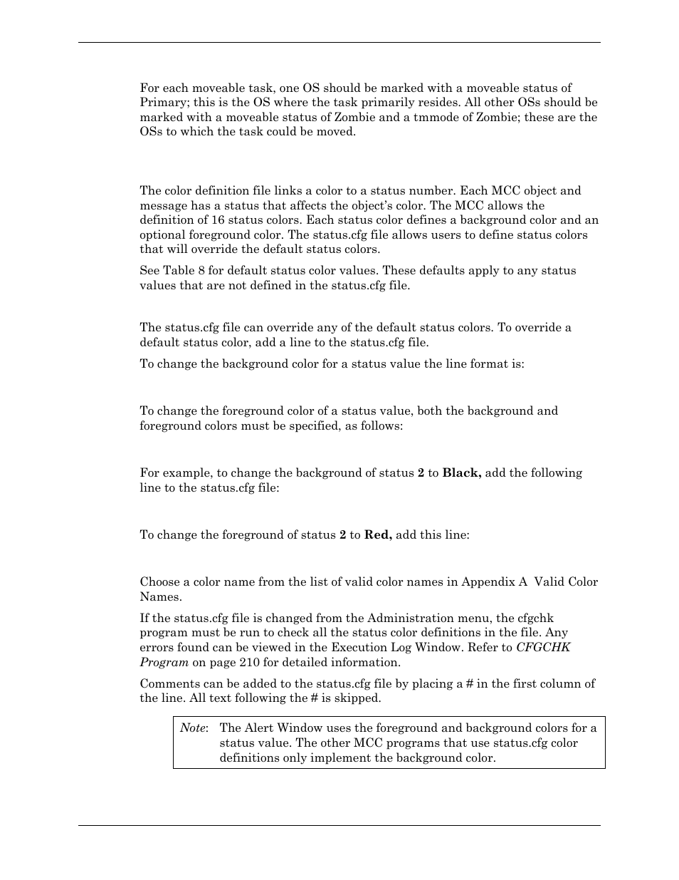 Status.cfg: status colors, Changing the status colors | Visara Master Console Center Administration Guide User Manual | Page 53 / 233