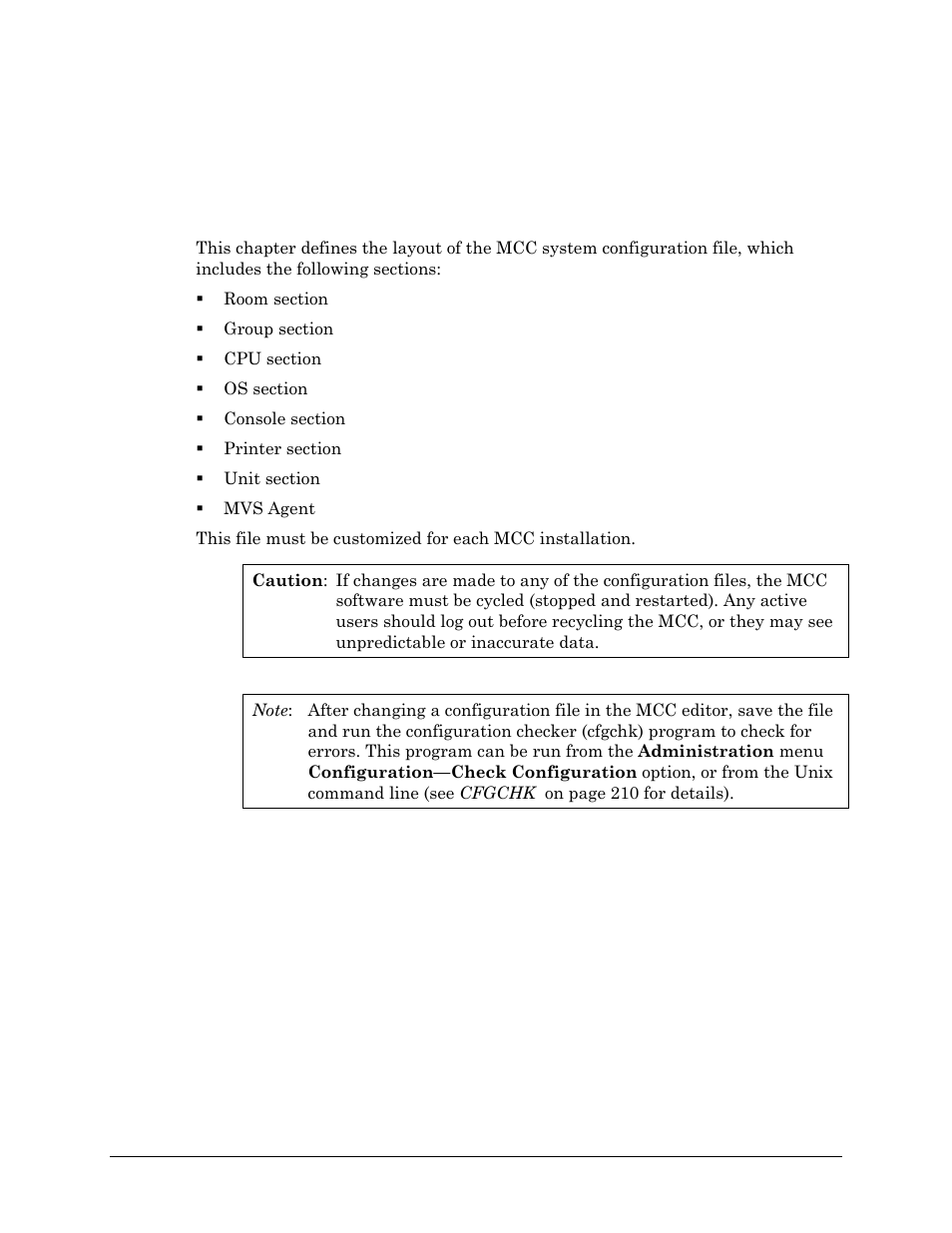 Chapter 5 mcc system.cfg configuration file, Chapter 5 mcc system.cfg configuration filed | Visara Master Console Center Administration Guide User Manual | Page 77 / 233