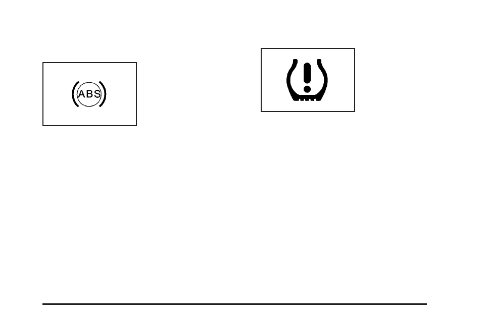 Anti-lock brake system warning light, Low tire pressure warning light | Cadillac 2006 User Manual | Page 209 / 478