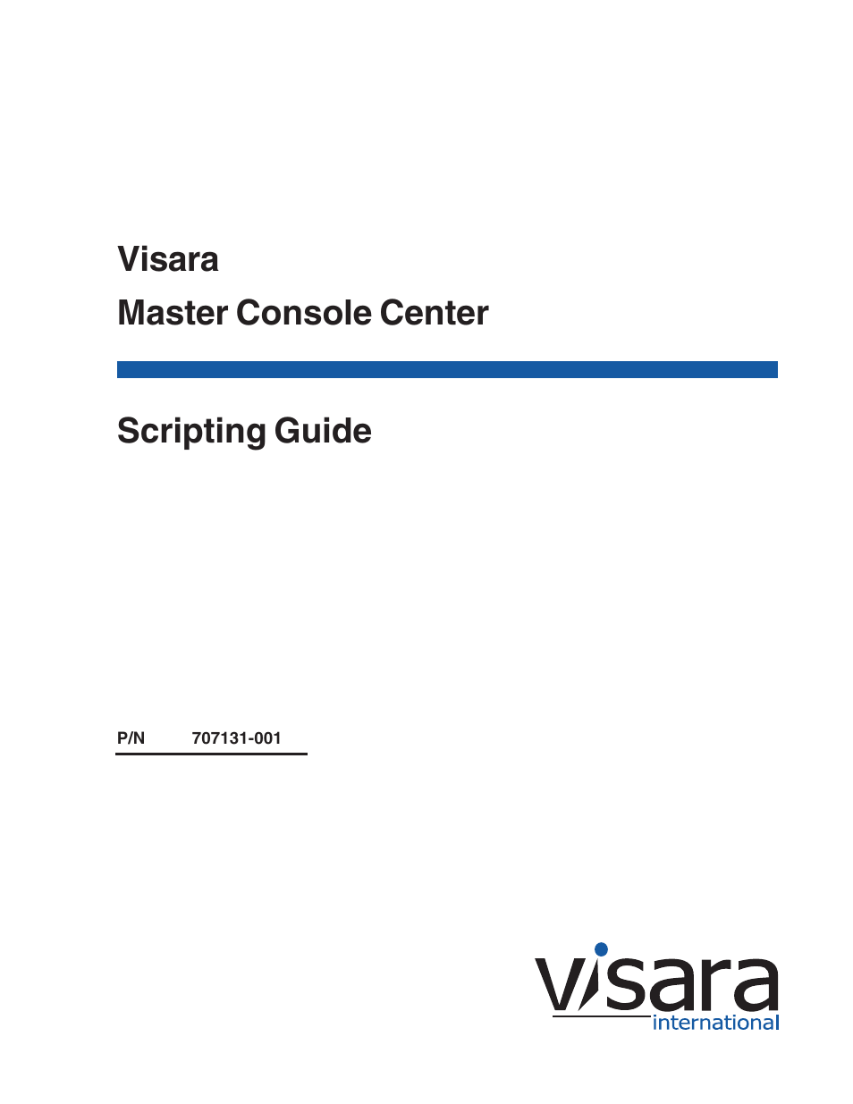 Visara Master Console Center Scripting Guide User Manual | 262 pages