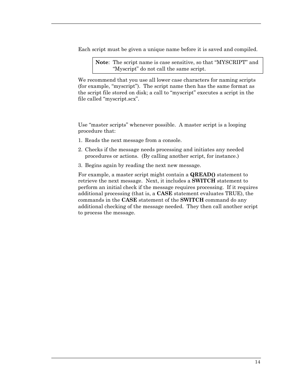 Naming scripts, Master scripts | Visara Master Console Center Scripting Guide User Manual | Page 14 / 262