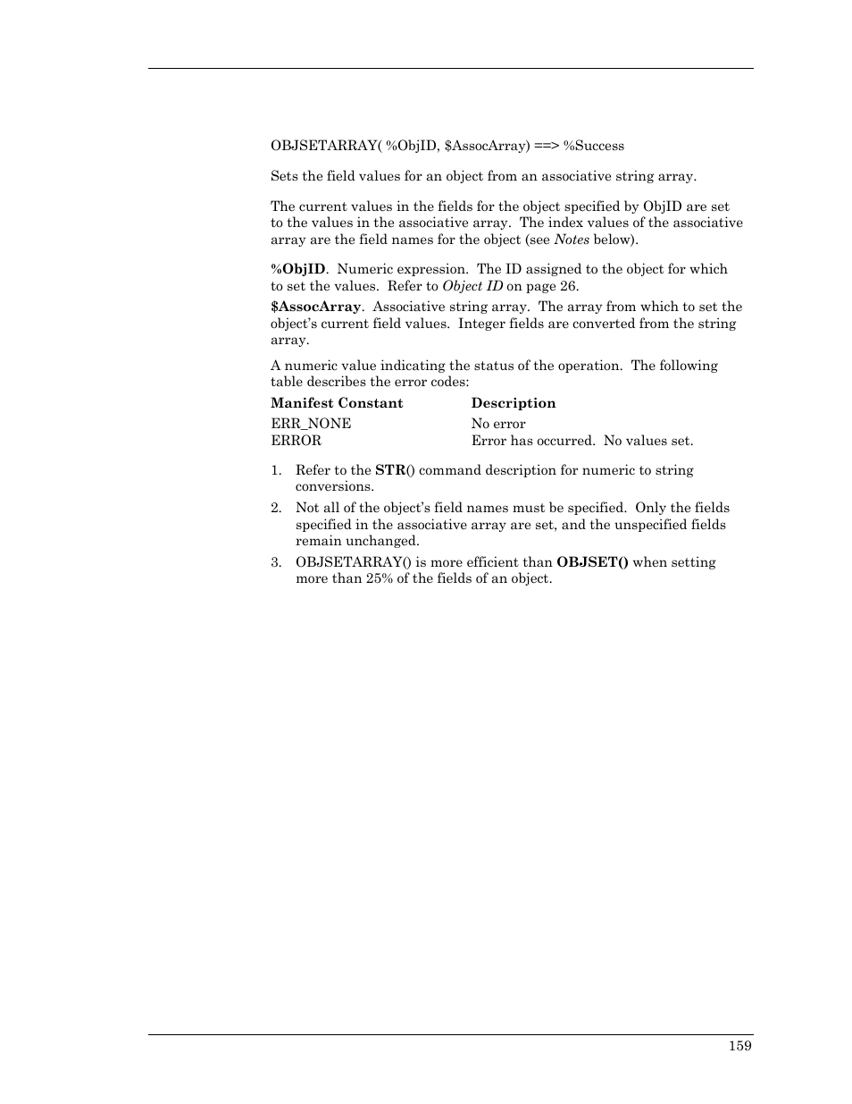 Objsetarray, Jsetarray, Etarray | Visara Master Console Center Scripting Guide User Manual | Page 159 / 262