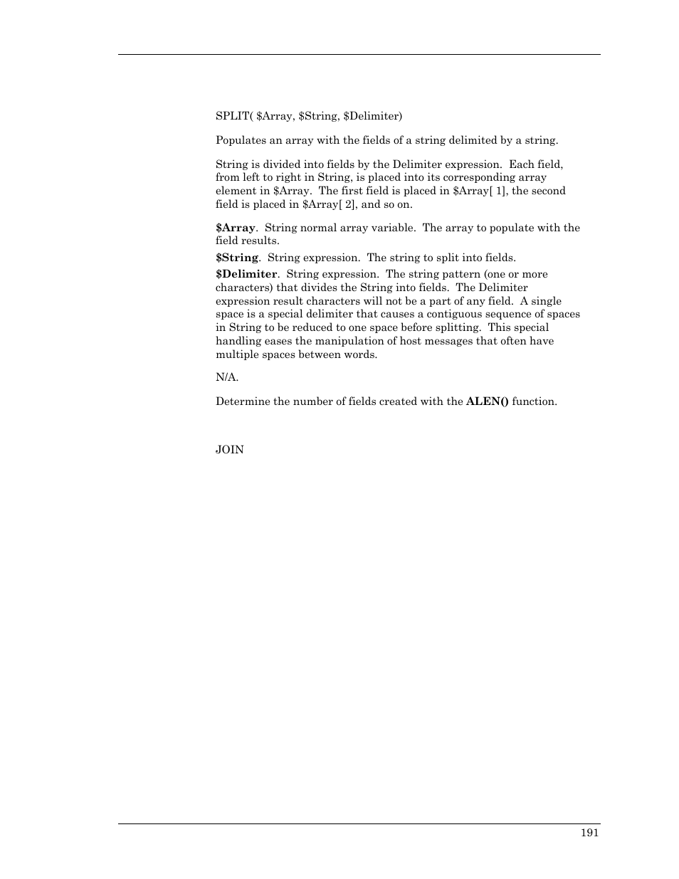 Split | Visara Master Console Center Scripting Guide User Manual | Page 191 / 262