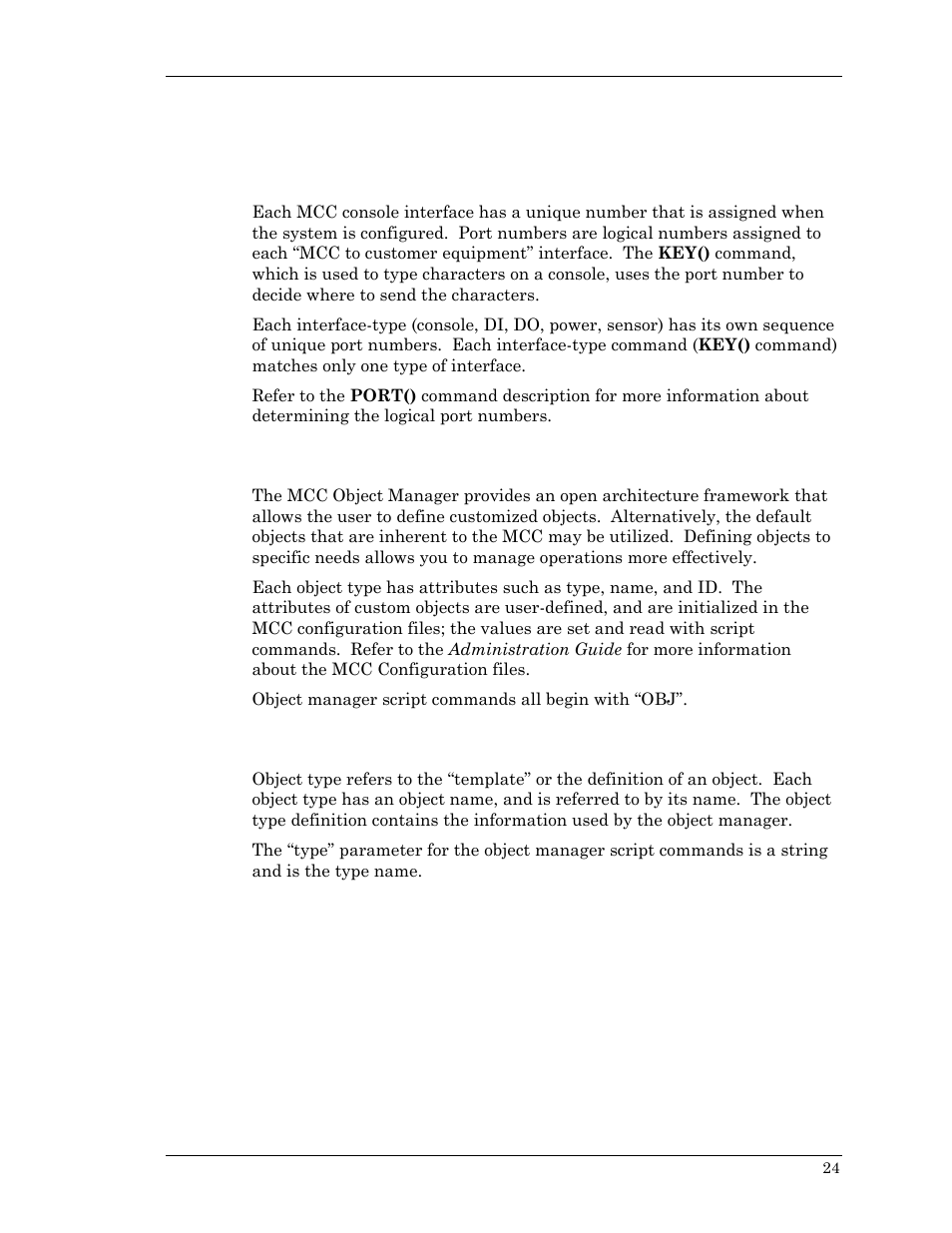 Mcc concepts, Ports, Object manager | Object type, Ports object manager object type | Visara Master Console Center Scripting Guide User Manual | Page 24 / 262