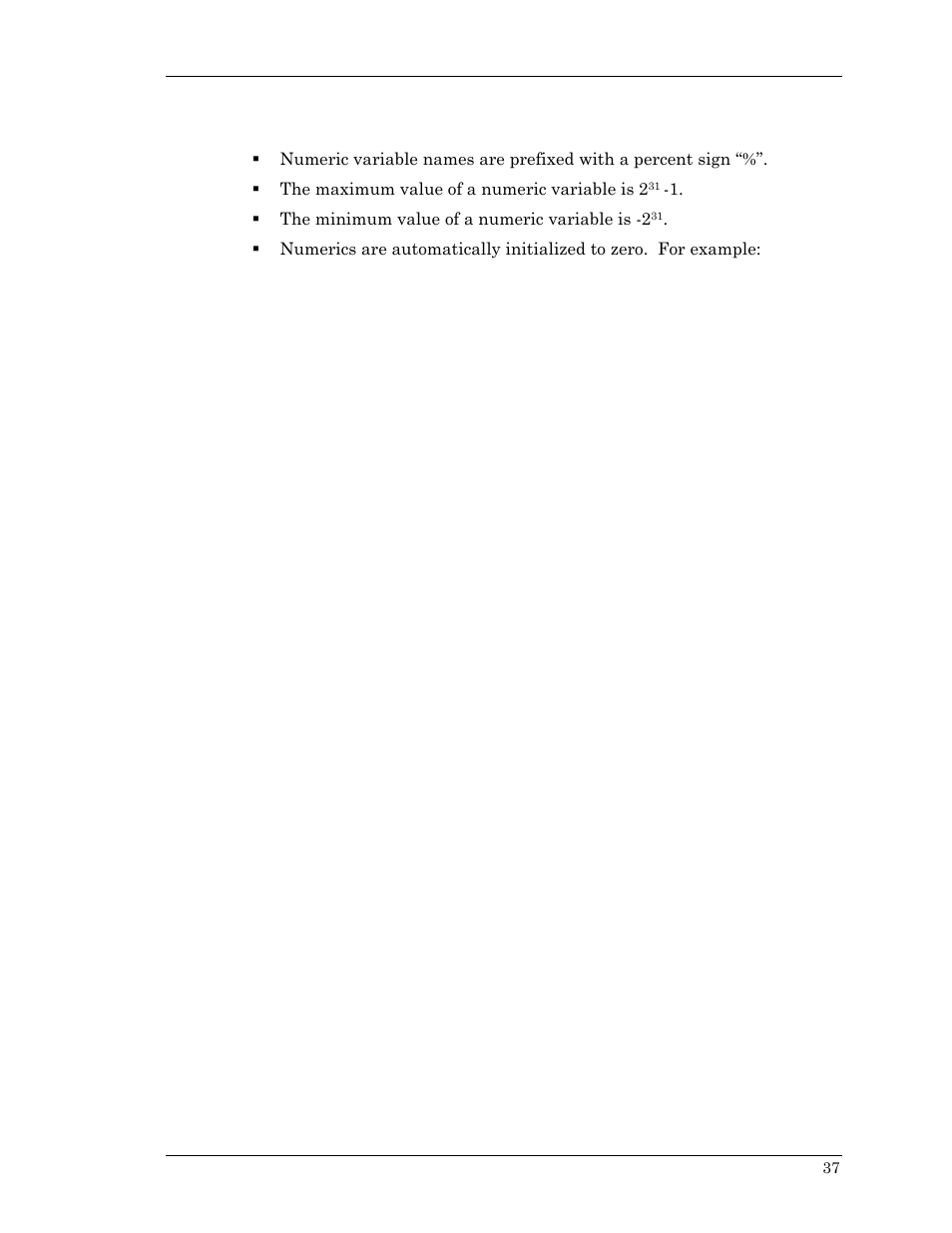 Numeric variables | Visara Master Console Center Scripting Guide User Manual | Page 37 / 262