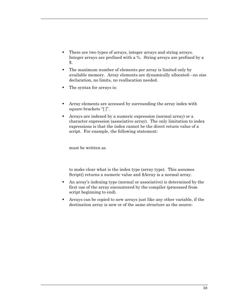 Arrays, Using and naming arrays | Visara Master Console Center Scripting Guide User Manual | Page 38 / 262