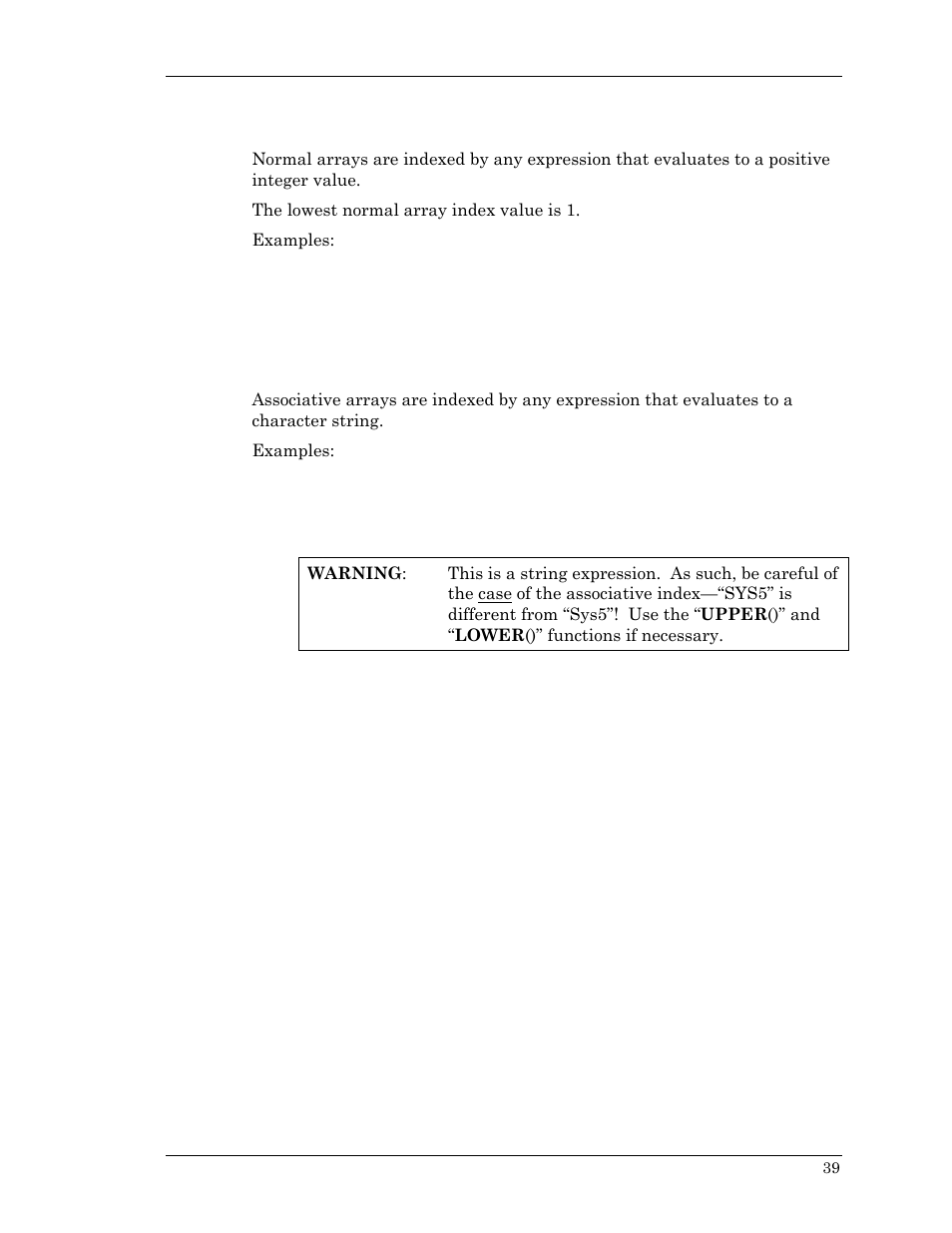 Normal arrays, Associative arrays, Normal arrays associative arrays | Visara Master Console Center Scripting Guide User Manual | Page 39 / 262