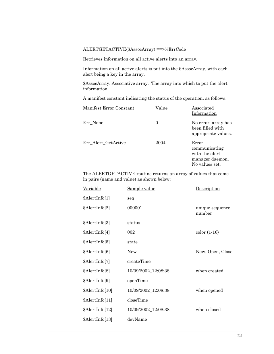 Alertgetactive | Visara Master Console Center Scripting Guide User Manual | Page 73 / 262