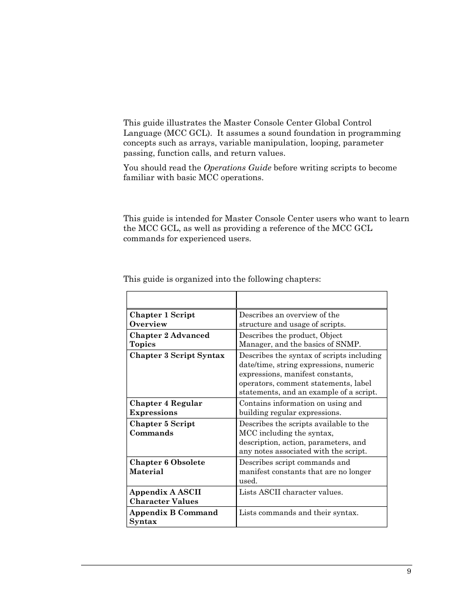 About this guide, Purpose of this guide, Users of this guide | Organization | Visara Master Console Center Scripting Guide User Manual | Page 9 / 262