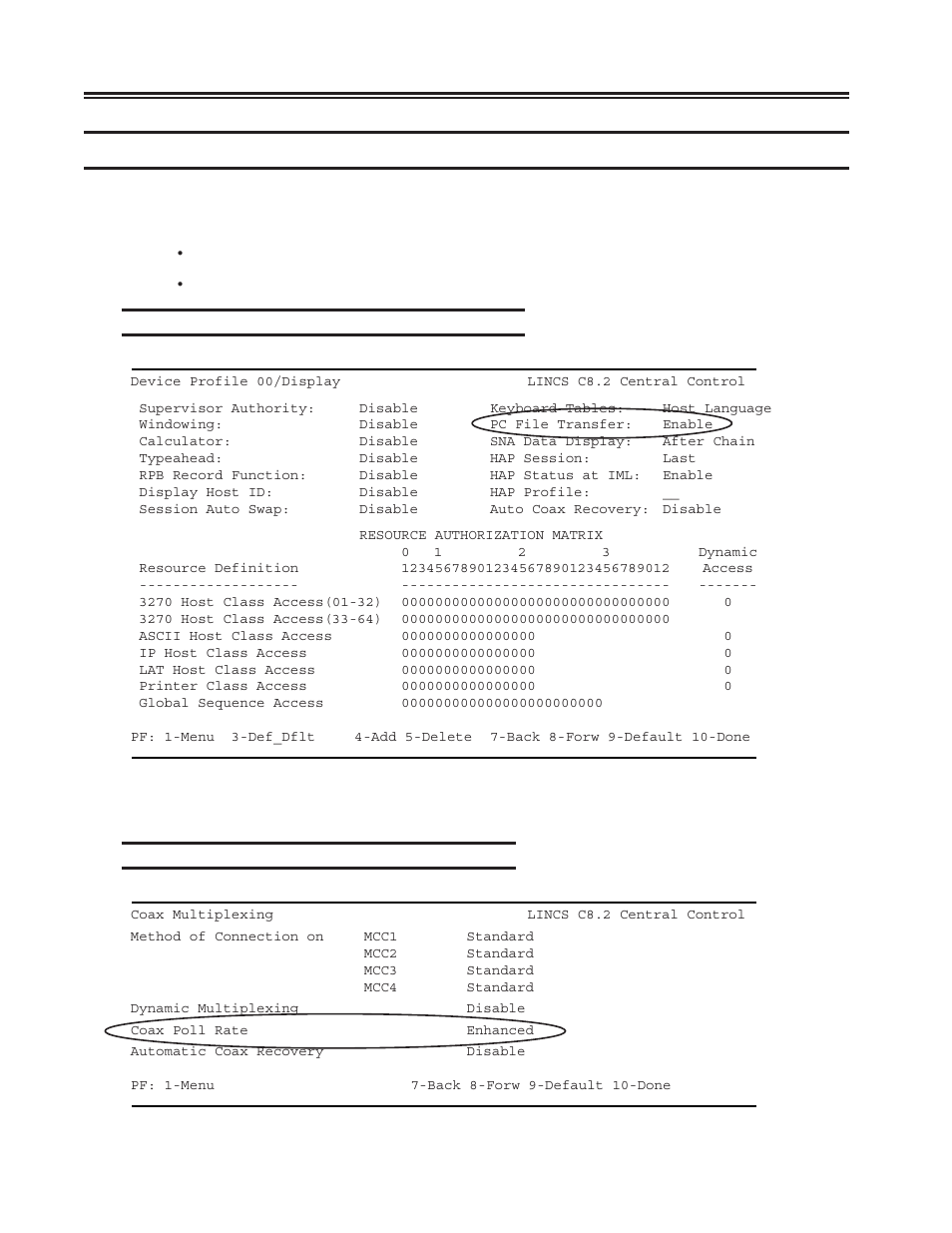 Special considerations for storagetek lmus, Enabling pc file transfer for storagetek lmu, Enabling coax poll rate for storagetek lmu | Enabling coax poll rate for, Special considerations for, Configuring for hot console sessions -9 | Visara SCON-20L Installation User Manual | Page 26 / 100