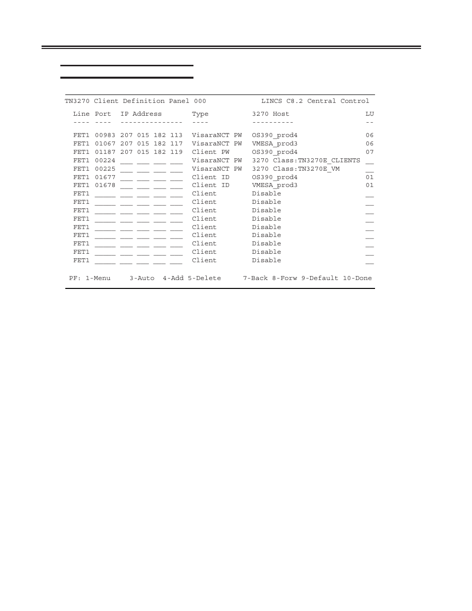 Tn3270 client definition panel | Visara SCON-20L Installation User Manual | Page 36 / 100