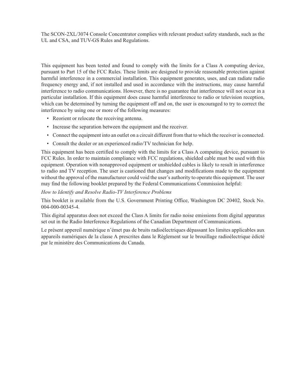 Product safety, Fcc and cdc regulatory statements | Visara SCON-20L Installation User Manual | Page 4 / 100