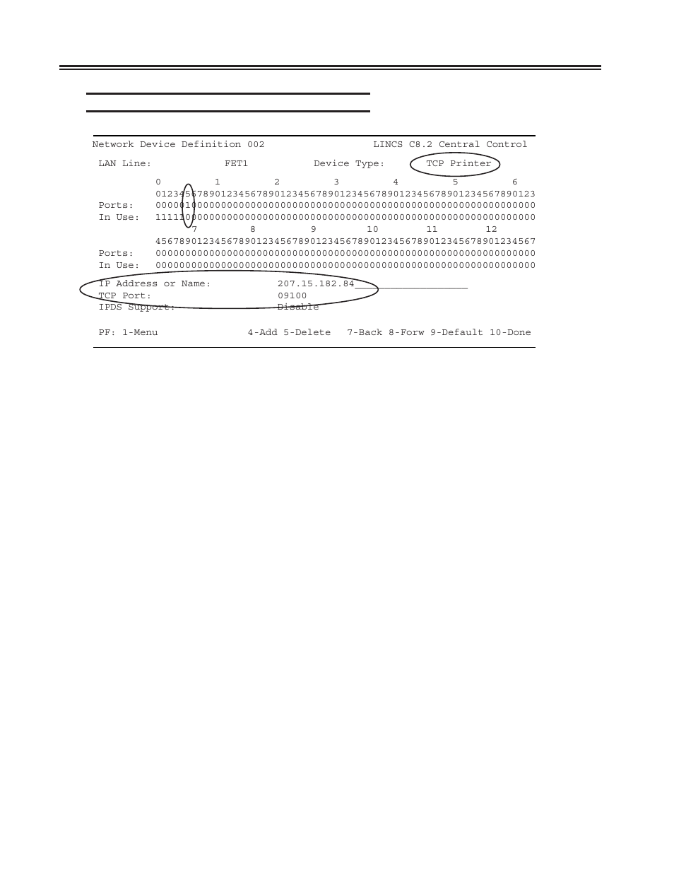 Network device definition panel - tcp printer, Tcp printer, Device profile assignments panel - printer -25 | Visara SCON-20L Installation User Manual | Page 42 / 100