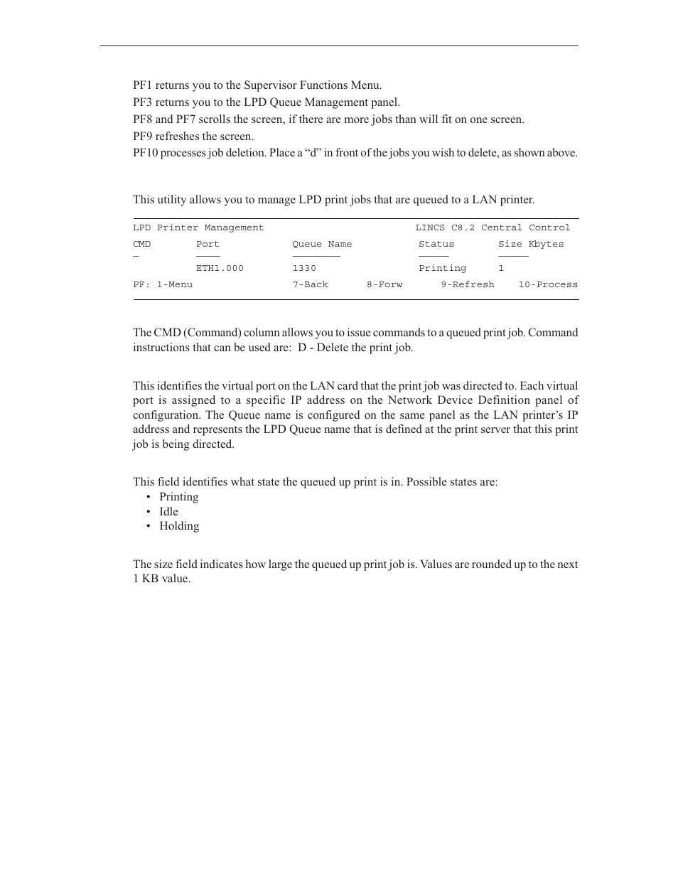 Lpd printer management | Visara LINCS Central Control User Manual | Page 101 / 180