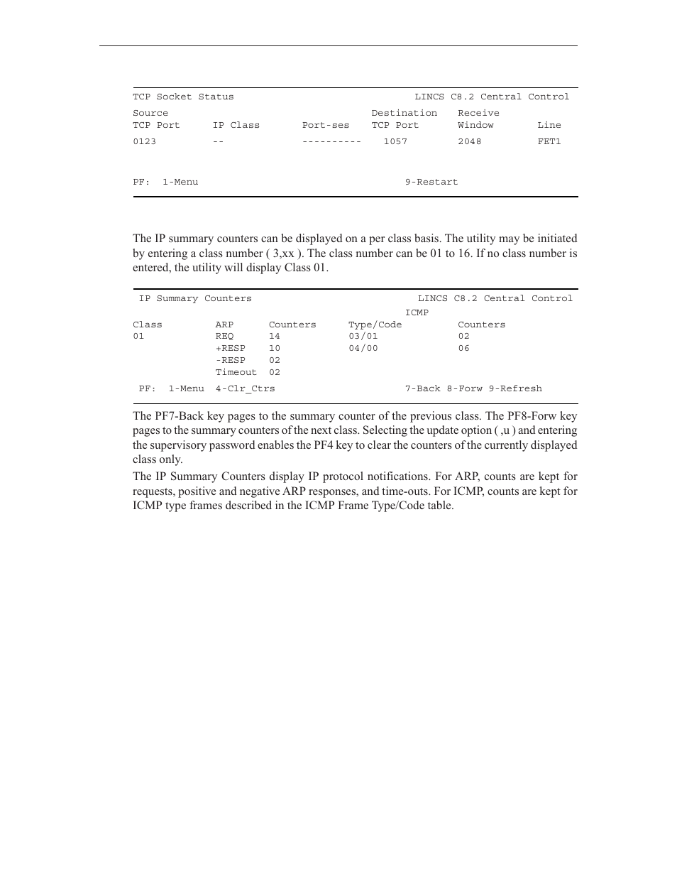 Ip summary counters | Visara LINCS Central Control User Manual | Page 114 / 180