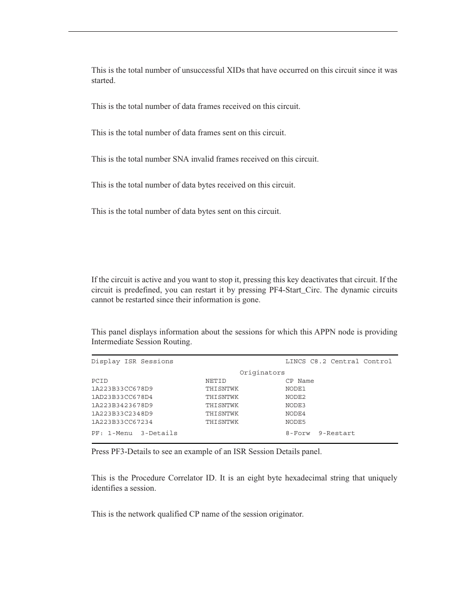 Isr sessions summary | Visara LINCS Central Control User Manual | Page 143 / 180