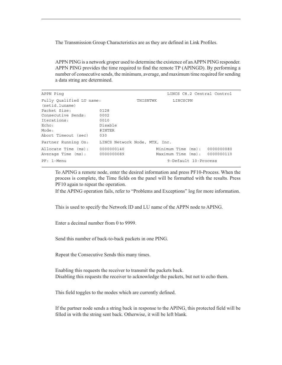 Appn ping | Visara LINCS Central Control User Manual | Page 150 / 180