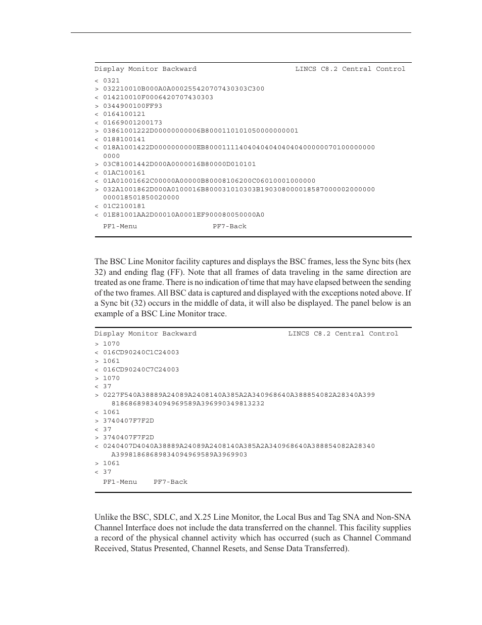 Line monitor - bsc trace | Visara LINCS Central Control User Manual | Page 167 / 180