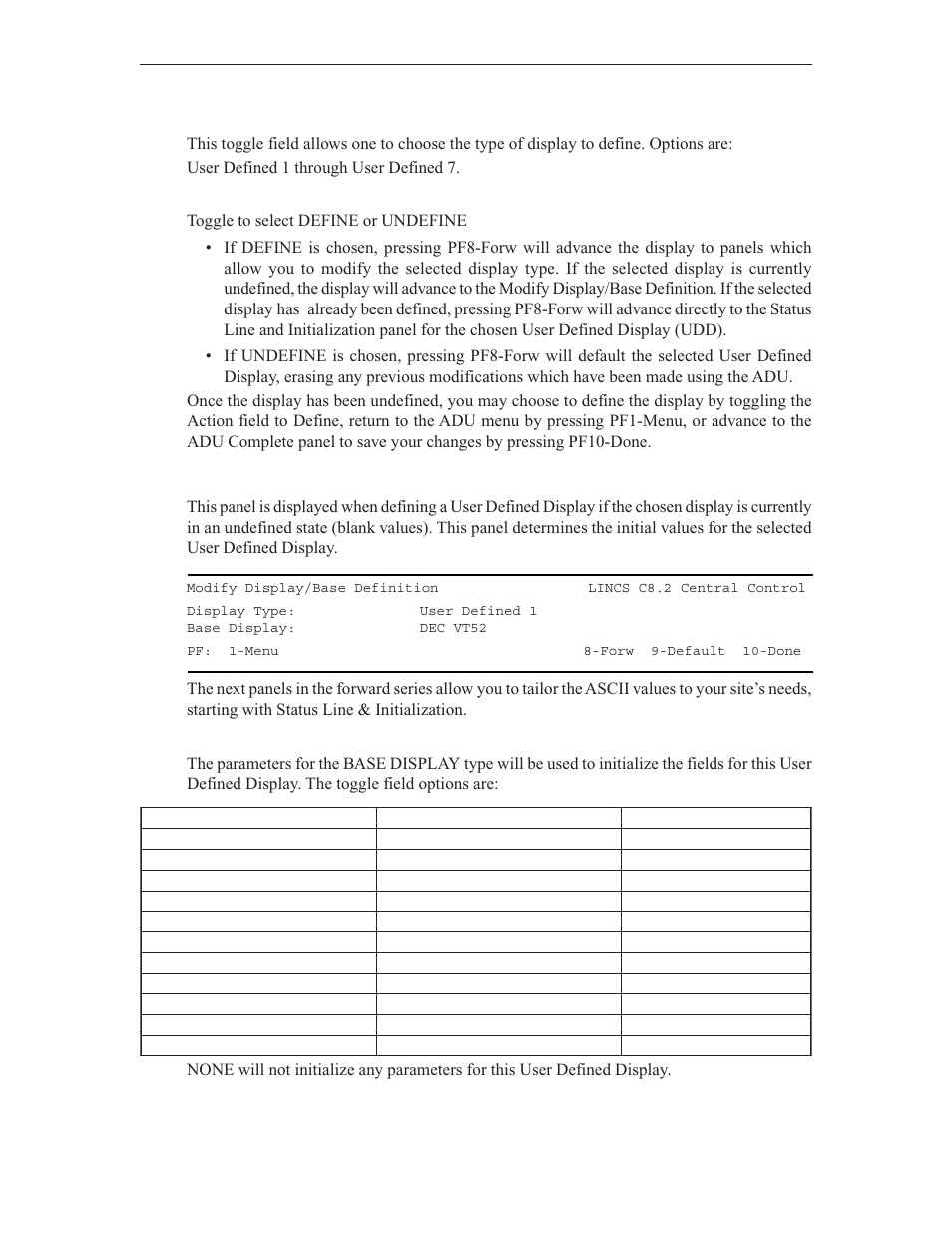 Modify display/base definition | Visara LINCS Central Control User Manual | Page 28 / 180