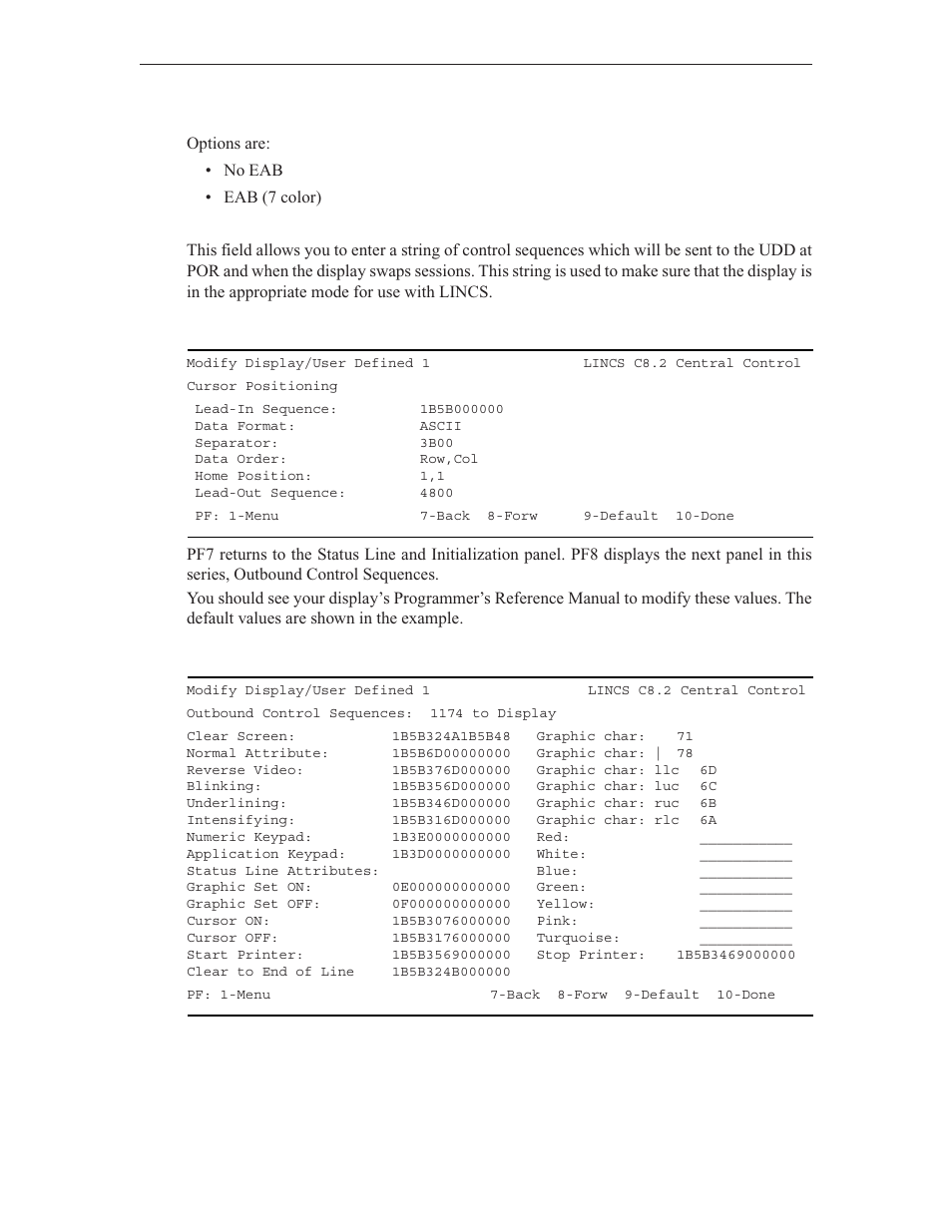 Cursor positioning, Outbound control sequences | Visara LINCS Central Control User Manual | Page 31 / 180
