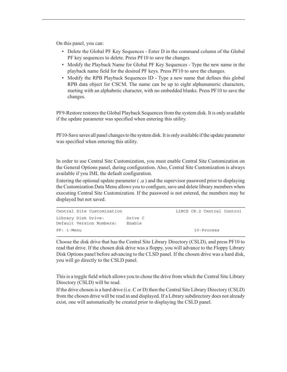 Central site customization | Visara LINCS Central Control User Manual | Page 57 / 180