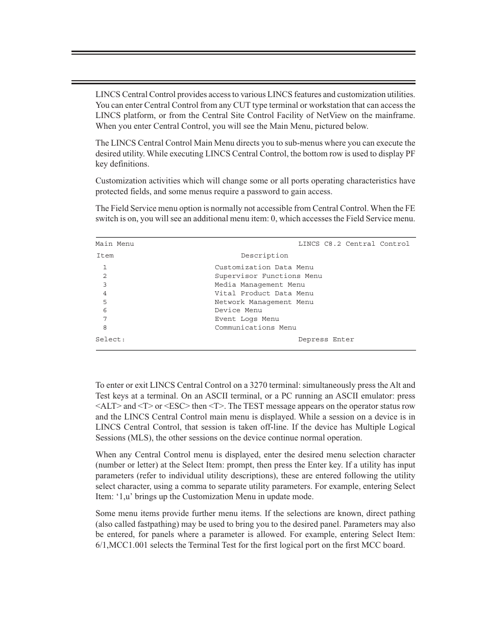 Lincs central control, Accessing central control | Visara LINCS Central Control User Manual | Page 7 / 180