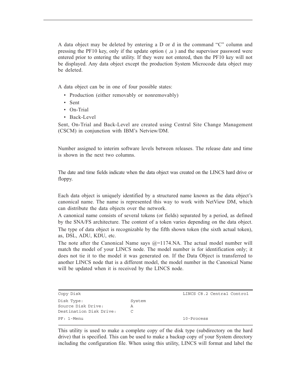 Copy disk | Visara LINCS Central Control User Manual | Page 72 / 180