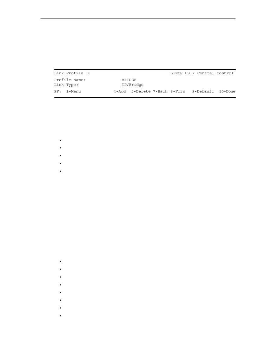 Ip/bridge link profile, Field definitions, Circuit type | Closed user group, Link type of link profile, Ip/bridge link profile field definitions | Visara LINCS Configuration User Manual | Page 102 / 240