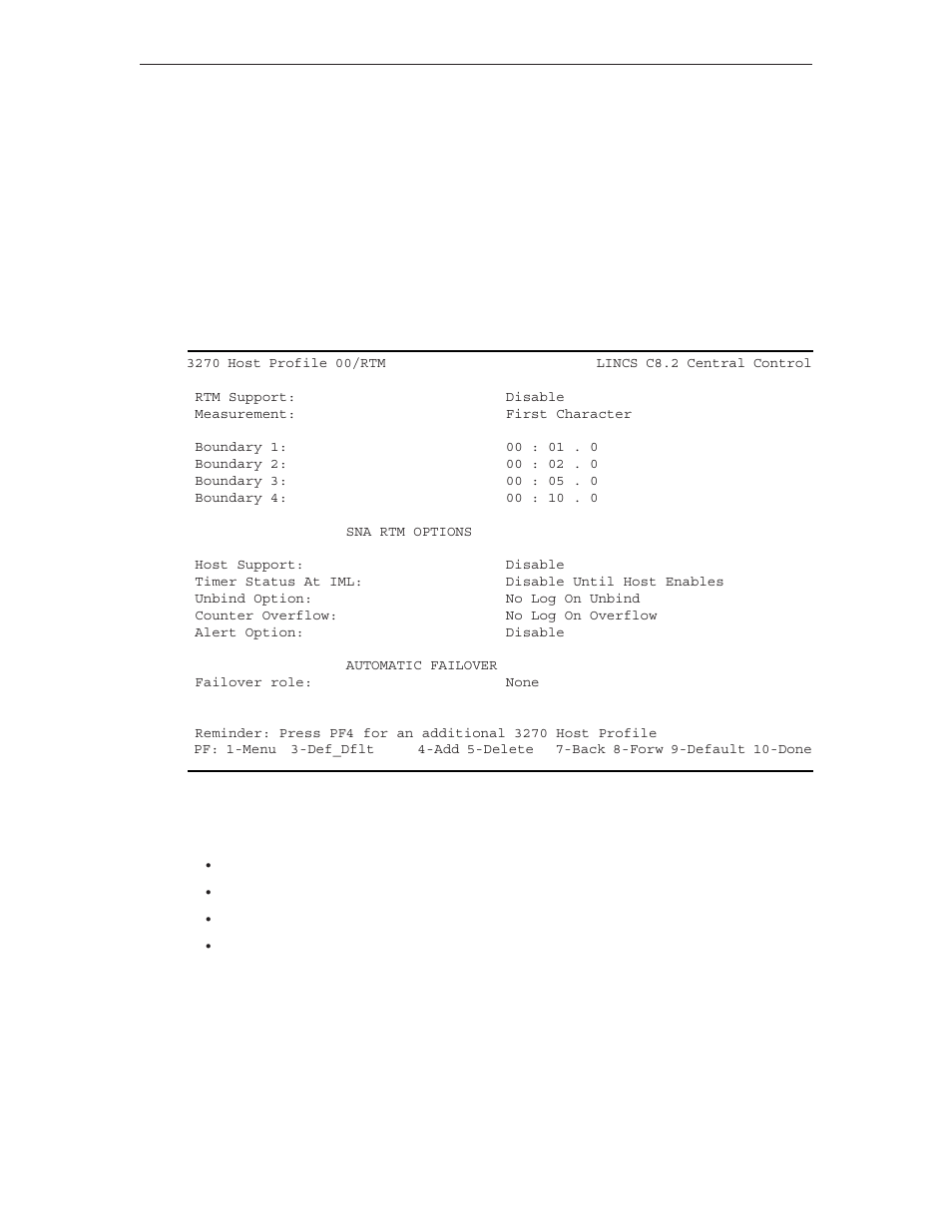Host profile with rtm support, Rtm support, Host profile with rtm support rtm support | Visara LINCS Configuration User Manual | Page 132 / 240
