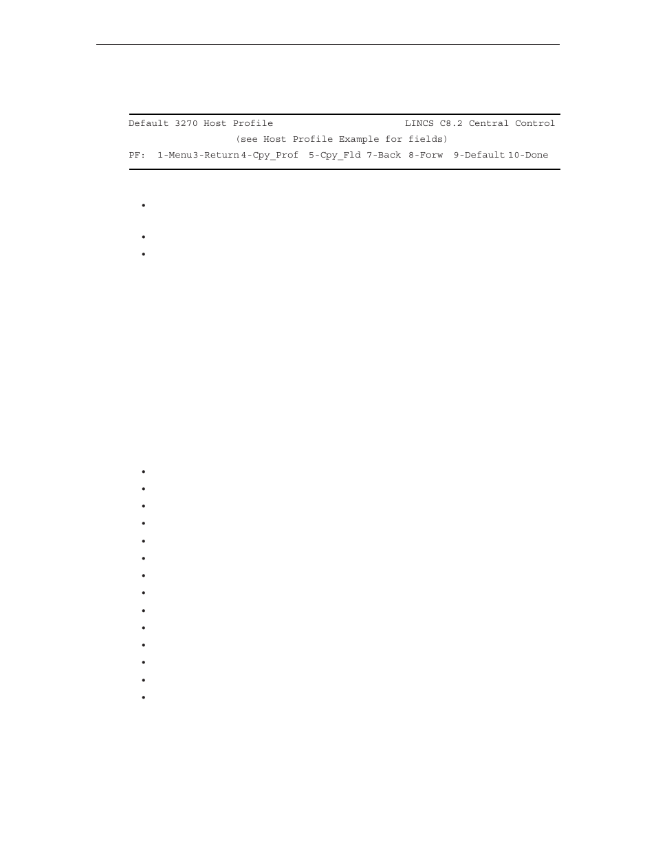 Default host profile, 3270 host circuits, Default host profile 3270 host circuits | Visara LINCS Configuration User Manual | Page 135 / 240