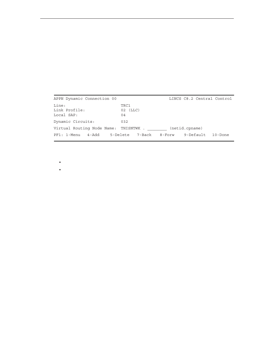 Appn tracing, Appn dynamic connections, Line | Link profile, Local sap, Line link profile local sap | Visara LINCS Configuration User Manual | Page 149 / 240