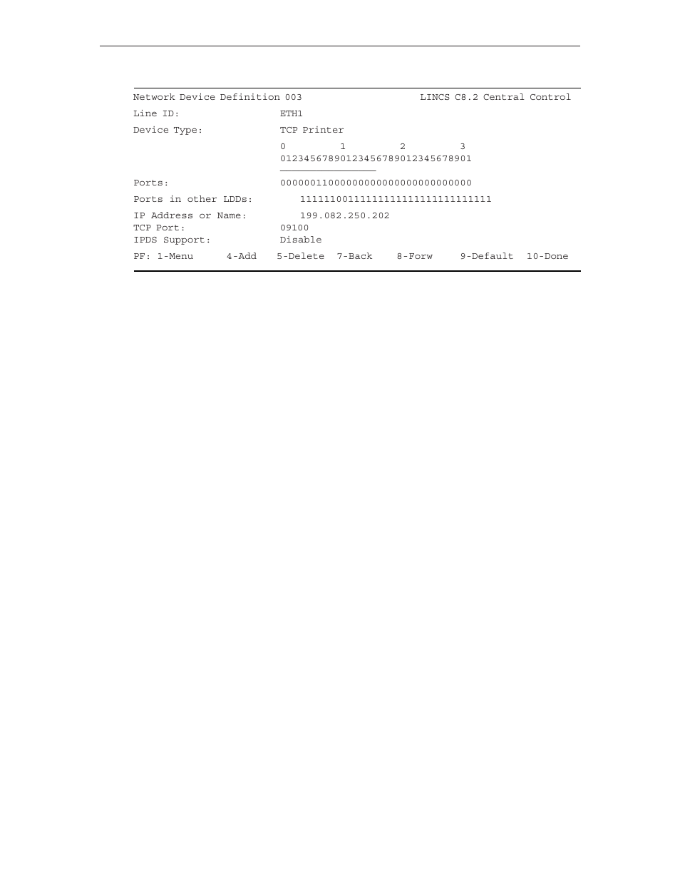 Ip address or name, Tcp port, Ipds support | Ip address or name tcp port ipds support | Visara LINCS Configuration User Manual | Page 188 / 240