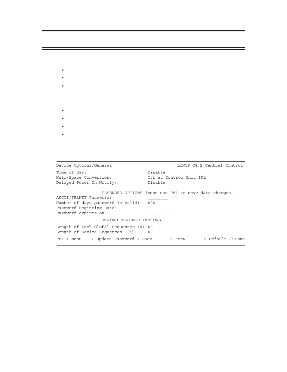 Device options, Device options/general, Time of day | Visara LINCS Configuration User Manual | Page 191 / 240